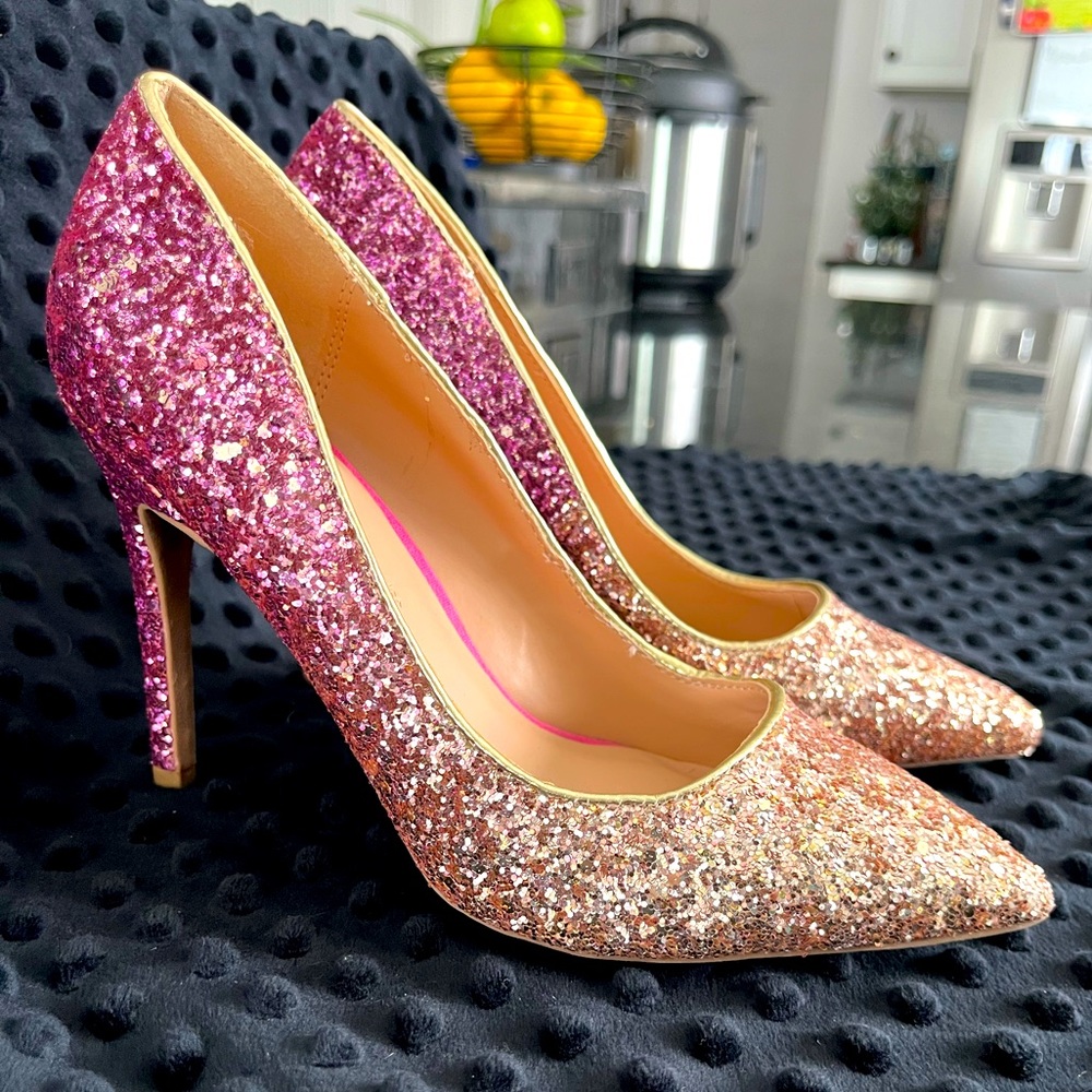 Pink Gold Ombré Glitter Heels Size 6